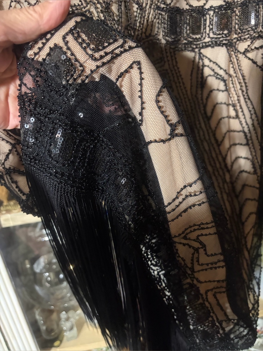 Black & cream lace 1920 flapper dress XL - Picture 6 of 11